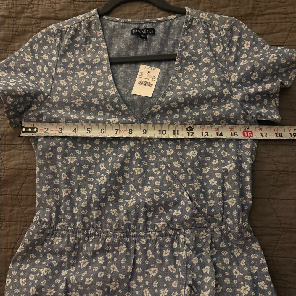 J. Crew Blue Chambray 100% Cotton Faux Wrap Dress size XXS - Picture 14 of 16